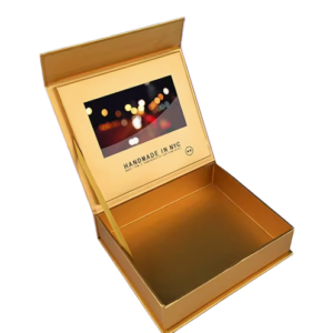 Gold book-style video gift box