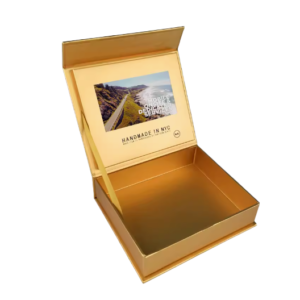 Gold book-style video gift box