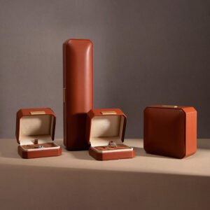 Brown leather jewelry packaging box