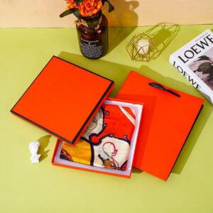 Orange silk scarf packaging box