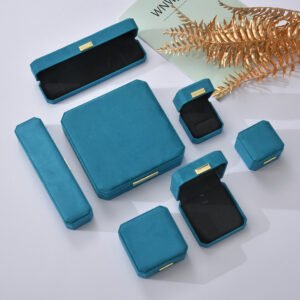 Dark blue velvet jewelry packaging box