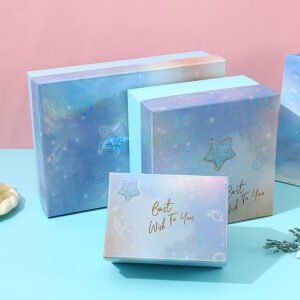 Blue and purple star theme packaging box